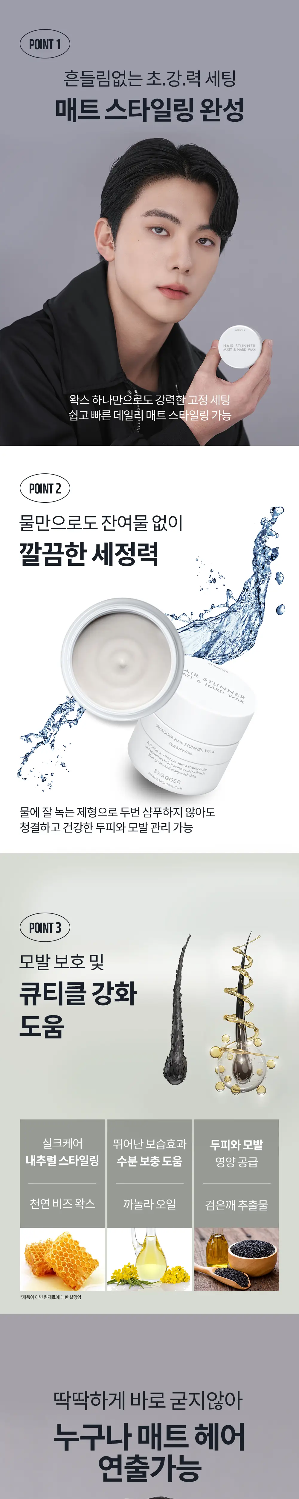 [초강력고정/깔끔세정] 스웨거 헤어 스터너 왁스 매트&하드 50g 상세페이지 4